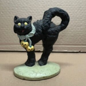 Cast Iron Black Cat Jack O Lantern Collar Halloween Door Stop